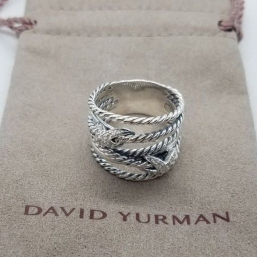 David Yurman Double X Crossover Ring with Diamonds